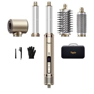 Tqcír 5-in-1 Hot Air Styler Powerful Multi Styler with Auto-Wrap Curlers